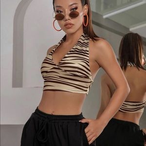Zebra Stripe Halter Top